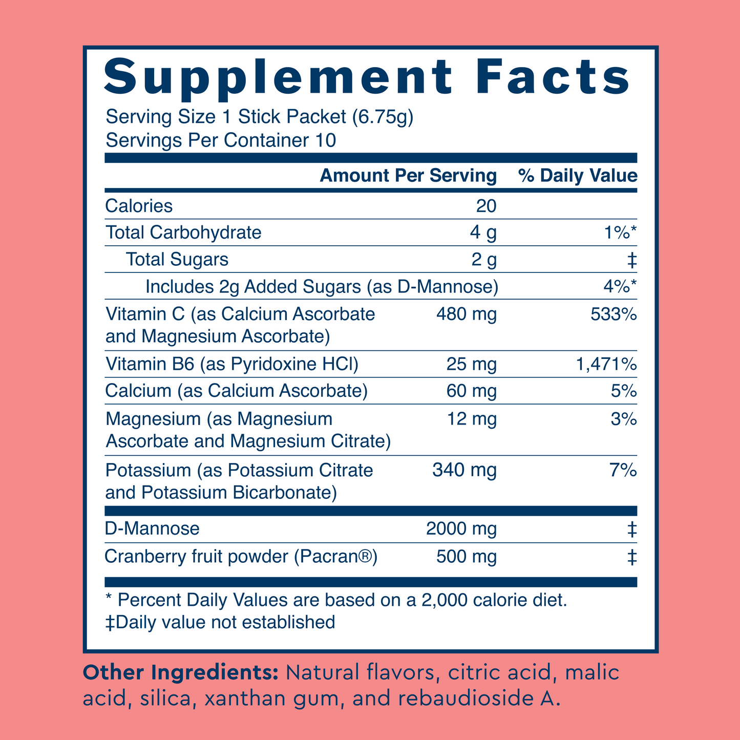 Supplement facts label for Flush Advanced+ with detailed nutritional information on a pink background