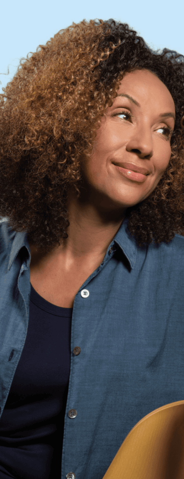 Smiling woman looking to the right